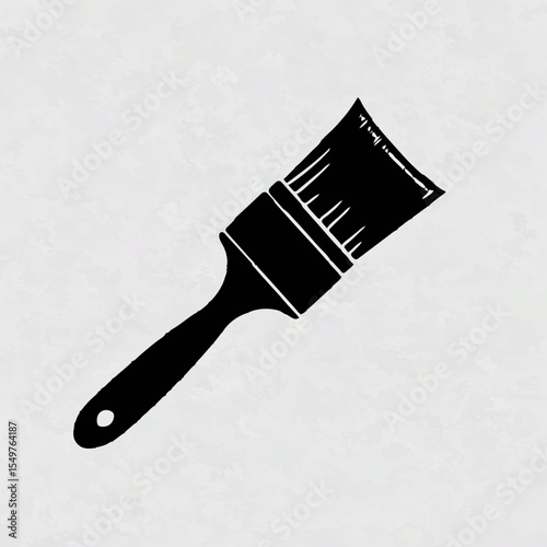 Black Paintbrush Icon for Painting on White

