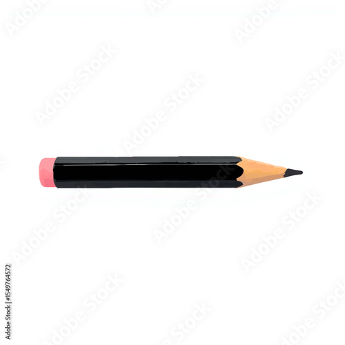 Realistic Pencil with Eraser on White Background

