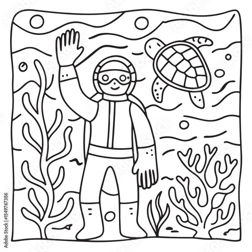 Summer Fun Coloring Page – Cute and Easy Summer Scene Illustration for Kids and Adults