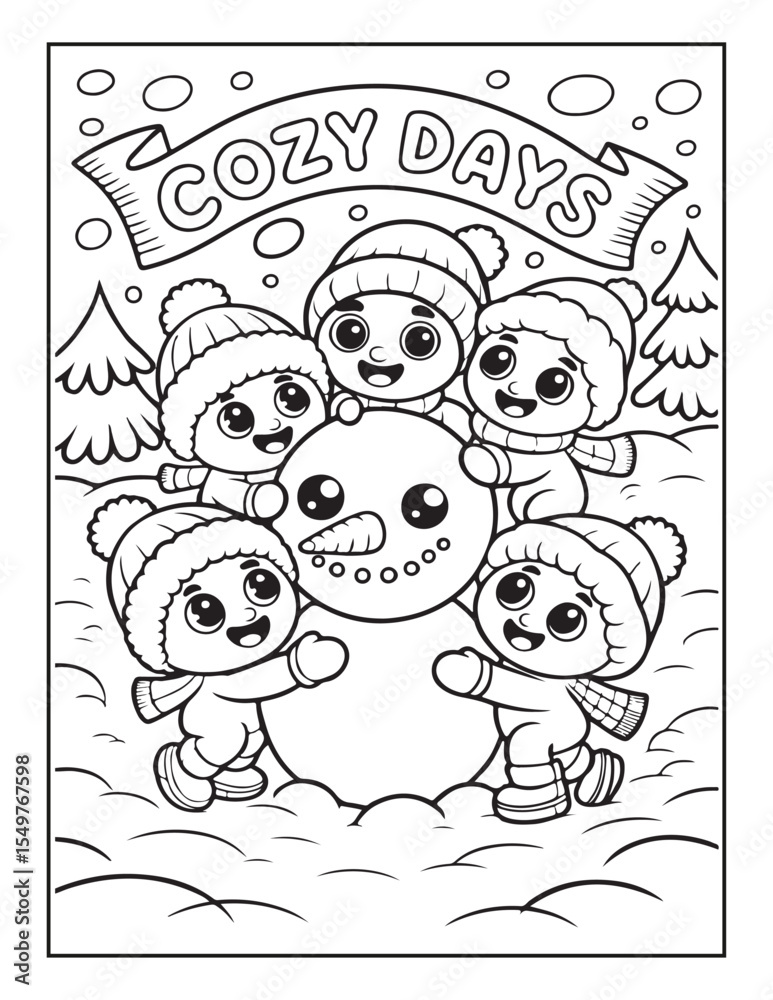 Fototapeta premium Cozy Kawaii Days Coloring Pages For Kids
