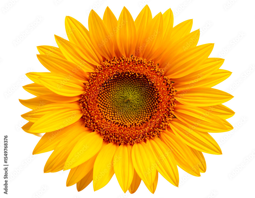 Fototapeta premium Vibrant sunflower on a white background