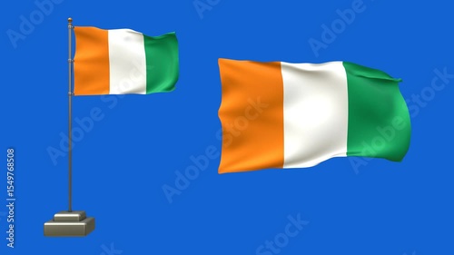 3D Animation of Ivory Coast Flag Waving
