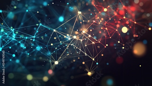 Abstract network of glowing points and lines in vibrant colors (1)