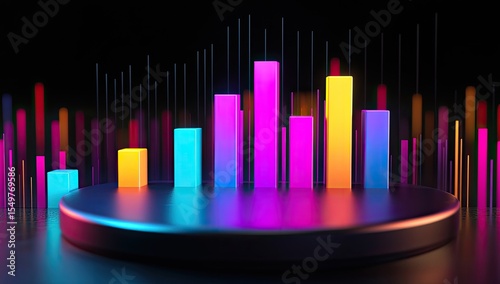 Colorful bar graph podium