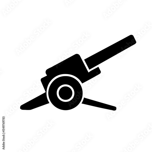 Cannon icon filled style representing heavy artillery weapon in military