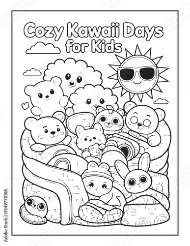 Cozy Kawaii Days Coloring Pages For Kids