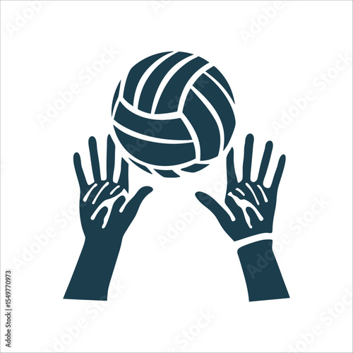 Volleyball Dig Silhouette, Forearms Connected A volleyball mid dig with forearms connected