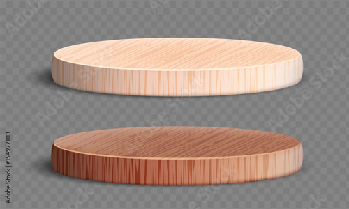 Wooden blank cutting boards isolated on transparent background. Vector template