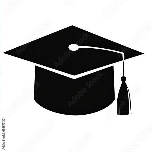 Simple black graduation cap silhouette