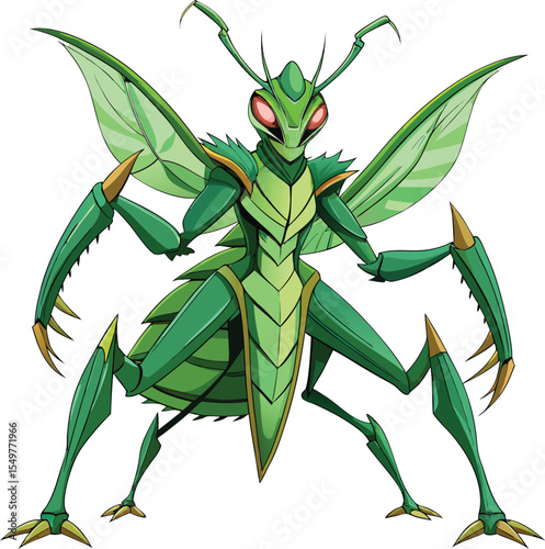 Green Praying Mantis Vector

