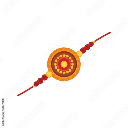Rakhi bracelet flat vector illustration, traditional Indian festival accessory, colorful Raksha Bandhan design