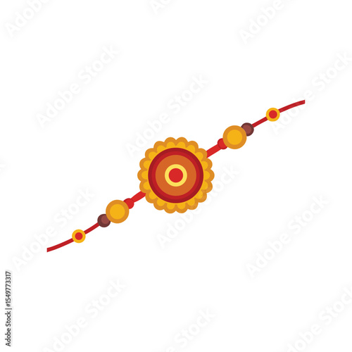 Rakhi bracelet flat vector illustration, traditional Indian festival accessory, colorful Raksha Bandhan design