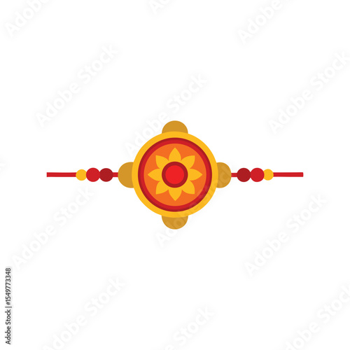 Rakhi bracelet flat vector illustration, traditional Indian festival accessory, colorful Raksha Bandhan design