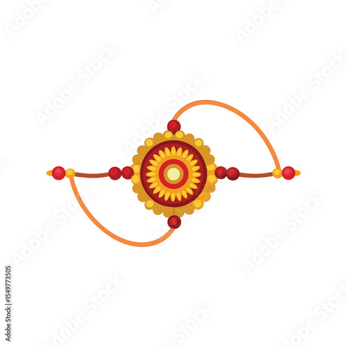 Rakhi bracelet flat vector illustration, traditional Indian festival accessory, colorful Raksha Bandhan design
