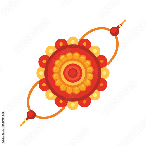 Rakhi bracelet flat vector illustration, traditional Indian festival accessory, colorful Raksha Bandhan design