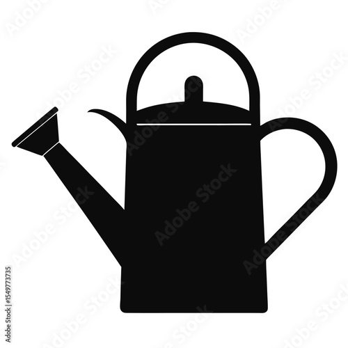 Classic watering can black vector icon, ideal for gardening, plants, watering tools, horticulture, and eco-friendly lifestyle designs