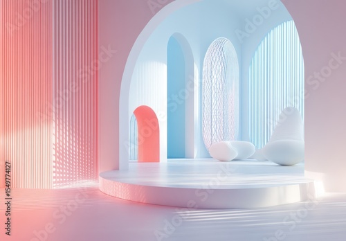 Pastel archway room with soft light
