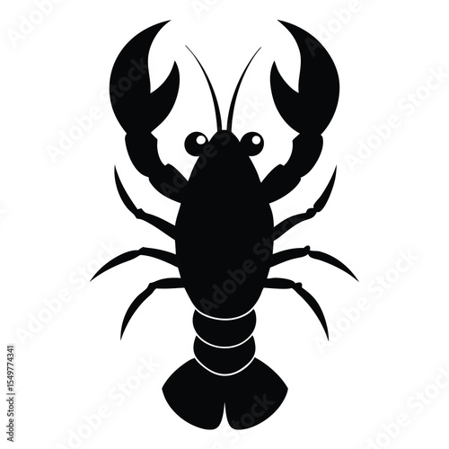 Black  lobster silhouette vector perfect for seafood menus, marine life themes, ocean creatures, underwater world or fishing and culinary art designs