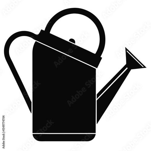 Vector black silhouette of garden watering can, perfect for gardening, plant care, landscaping, horticulture, eco-friendly or nature-themed projects