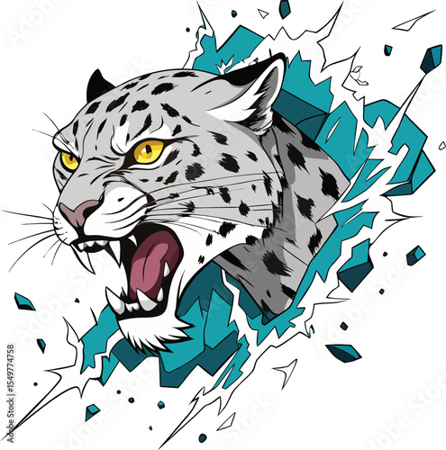 White Leopard Roar Vector

