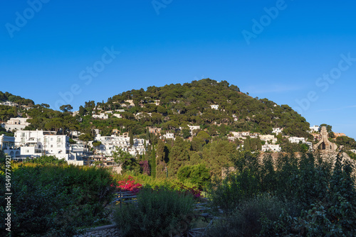 Capri Island, Italy landscape with vibrant architecture creating a stunning panorama of coastal beauty.