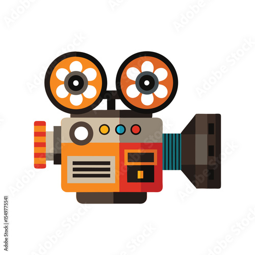 Film Camera Flat Vector Clipart Illustration, Retro Photography Equipment Graphic