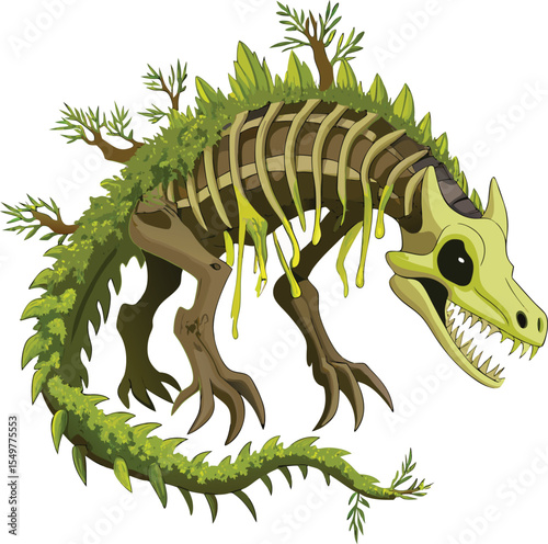 Fossil Dinosaur Skeleton Vector

