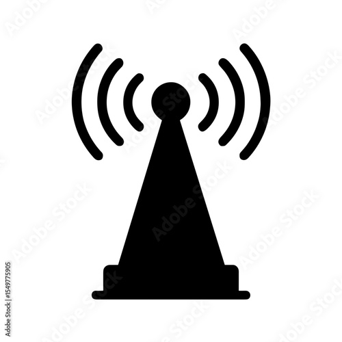 Radio signal tower icon filled style representing military communication