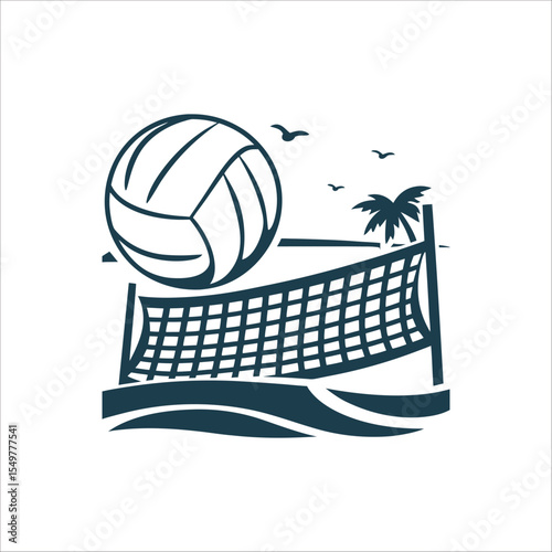 Volleyball Beach Scene Vector Illustration A volleyball bouncing on the ground
