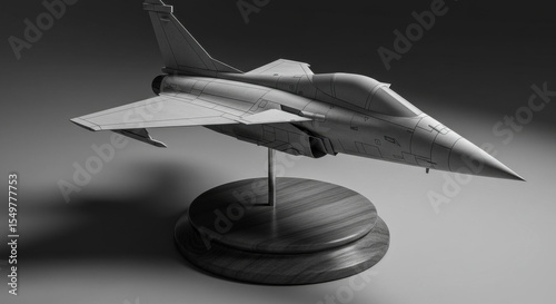 Dassault Rafale Model Airplane with Military Aircraft, and Studio Shot.