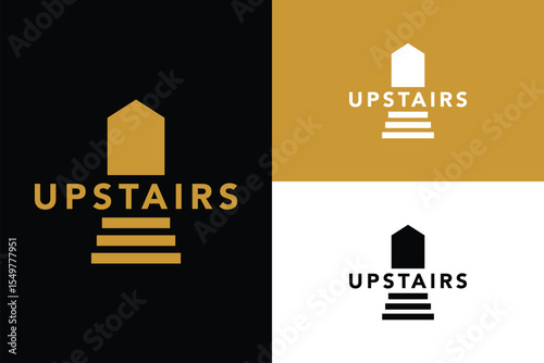 Upstairs building apartment logo design vector illustration