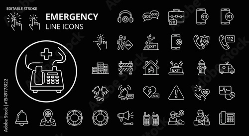 Emergency Line Icons Editable Stroke Vector Graphics for Websites and Apps