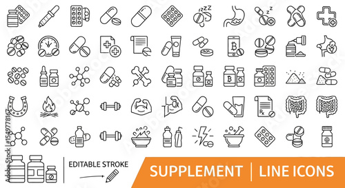 Extensive Collection of Editable Supplement Line Icons 70+ Designs for Websites and Apps