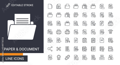 Editable Stroke Paper & Document Line Icons  A Comprehensive Collection for Design Projects