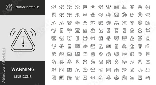 Editable Stroke Warning Line Icons 100+ Alert Symbols for Design