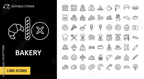 Bakery Line Icons 100+ Editable Stroke Vector Illustrations for Websites and Apps