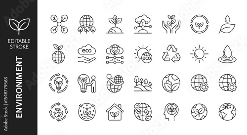 Sustainable Icons Environmentally Conscious Line Art Graphics for Eco-Friendly Projects
