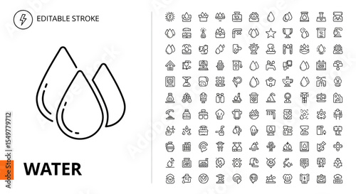 Water Drops Icon Clean Editable Line Art for Design Projects
