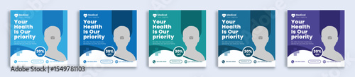 Healthcare medical social media poster or Instagram banner template design set . medical specialist & healthcare social media for web banner template . 