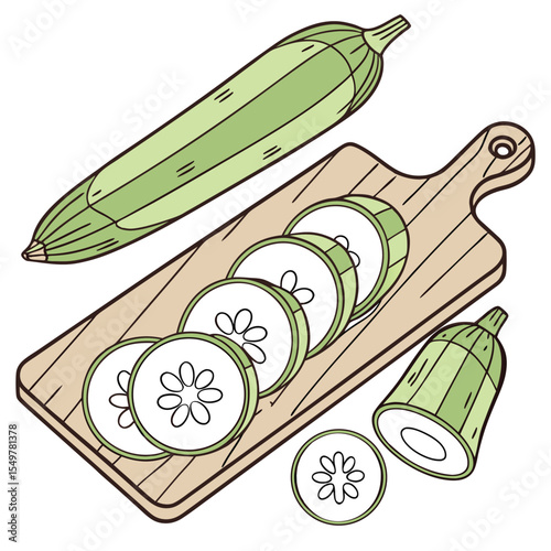 Calabash vegetables arranged on a cutting board