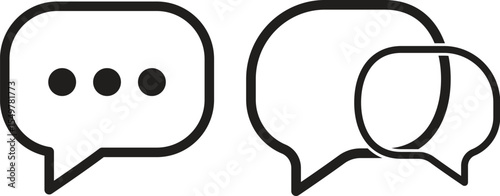 Hand-Drawn Chat Icon Set | Unique Black & White Message Bubbles for UI, Apps & Mobile Interfaces