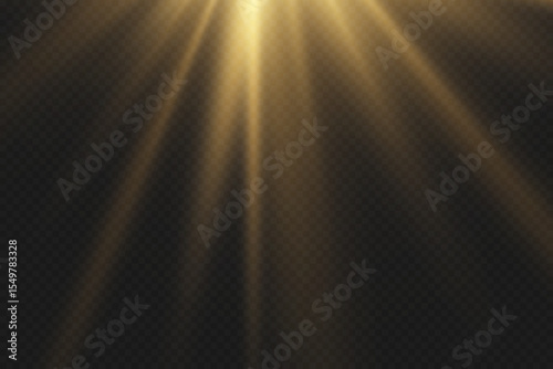 Glowing star and flash of rays. A magical explosion of light and sparks.