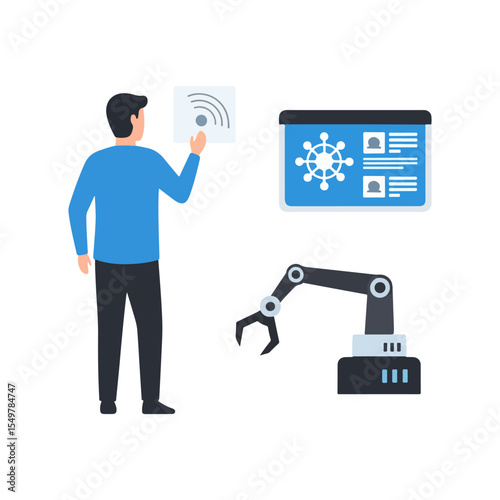 AI in everyday life set of objects illustrating modern technology. set of vector of augmented reality technology Illustrations object flat 2D. isolated object