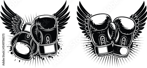 Boxing Gloves Winged Punching Gloves Sporting Design for Fighters and Boxers