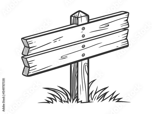 Wood sign line vector illustration