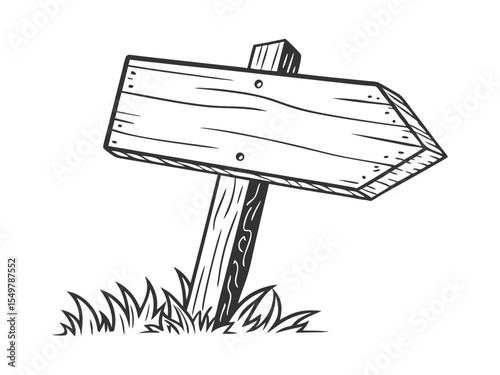Wood sign line vector illustration