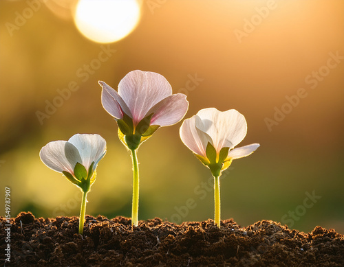 Growing flowerPlant Sequence - a seedling grows progressively- metaphor for success or growth photo