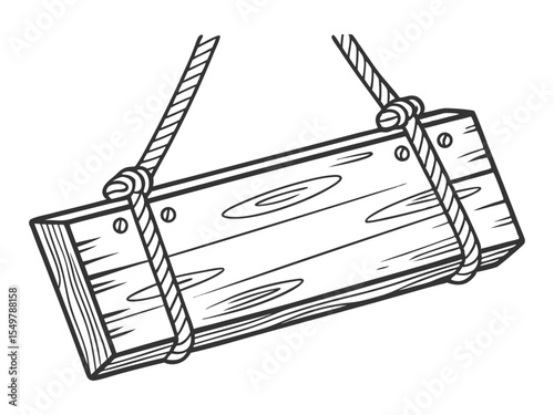 Wood sign line vector illustration