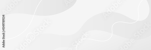 Abstract banner background with soft, flowing gray and white waves. A modern, minimalist design featuring smooth, fluid shapes and thin lines for a clean corporate look.
