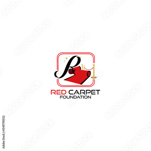 Red Carpet Foundation Logo Design Woman silhouette on red carpet Red Carpet Background Red carpet and stanchions, against white background